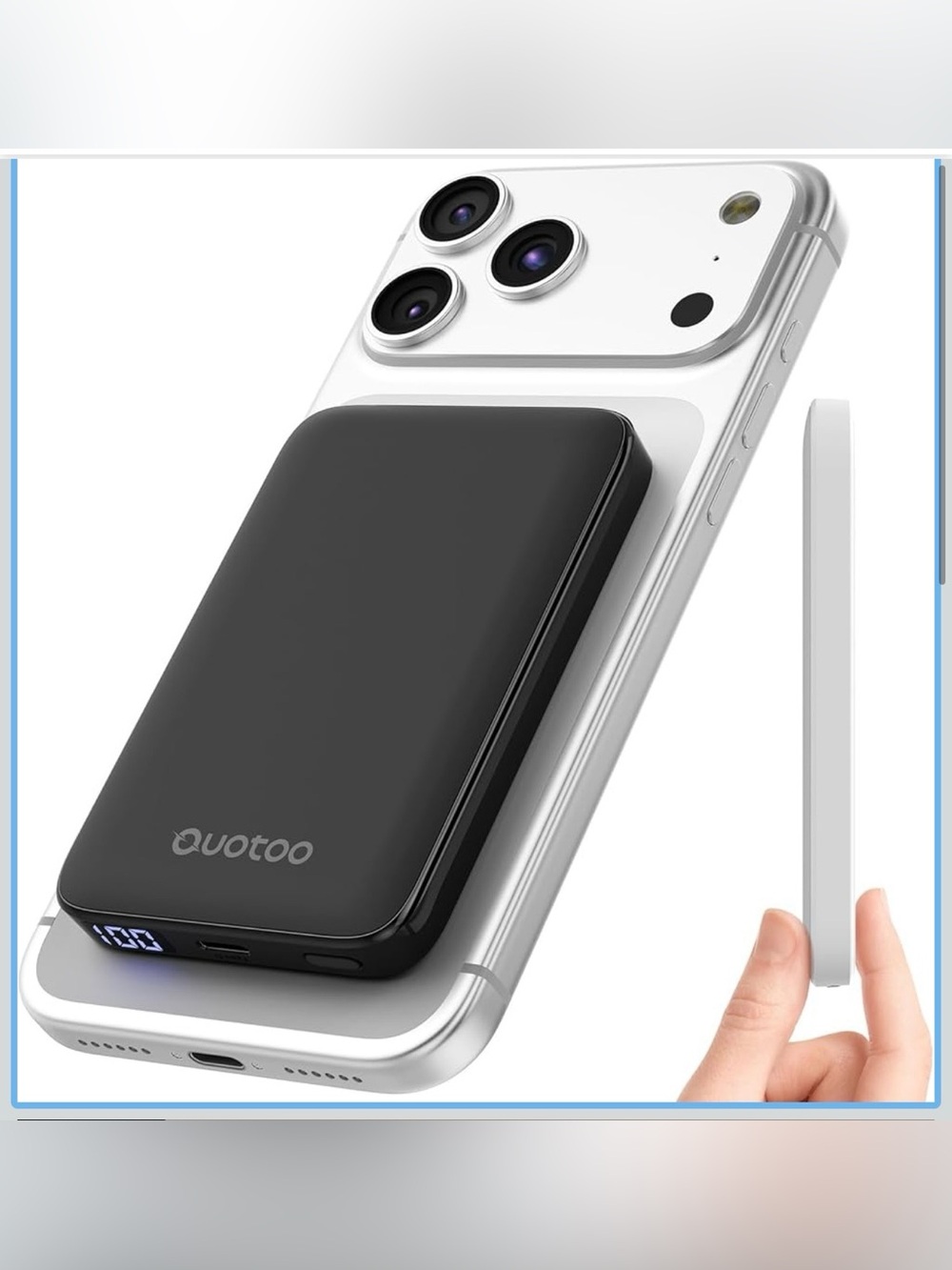 Magnetic portable charger 5000mAh power bank with LED display 15W fast charging